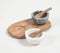 Set of Turned Marble Bowls With Acacia Wood Spoon & Tray