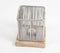 Silver-toned Iron Wire Tea Light Holder with Wooden Base