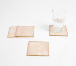Sparkly Champagne Resin Square Coasters (set of 4)