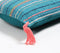 Striped & Tasseled Slub Teal Lumbar Cover, 12 x 8 inches