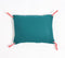 Striped & Tasseled Slub Teal Lumbar Cover, 12 x 8 inches