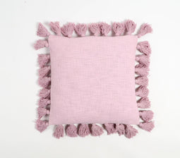 Tasseled Solid Pastel Mauve Cushion Cover