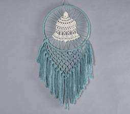Teal Crochet Dreamcatcher with Bell Motif