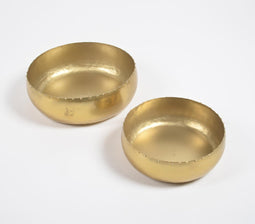 Traditional Gold-Toned Iron Serving Bowls (Set of 2)