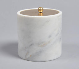 Turned Stone Jar with Metallic Lid