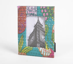 Upcycled Turquoise Kantha Fabric Photo Frame