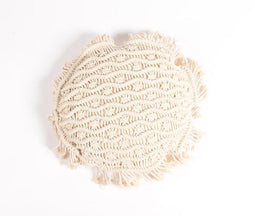 Wavy Macrame Round Cushion cover, 15 x 15 inches