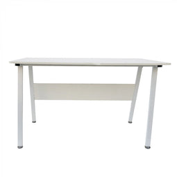 Computer table desk Tough - 130 cm wide - white frame white table top