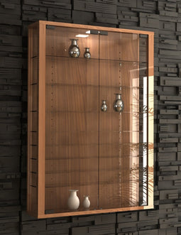 Display cabinet wall display case Vitrosa Mini dark brown walnut color