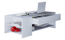 Coffee table side table Tindus with lots of storage space and white gray concrete look compartments