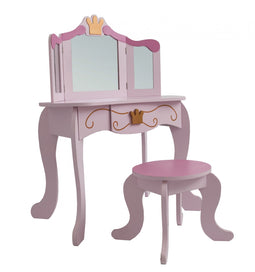 Dressing table make-up make-up table Princess girl with mirror and pink stool