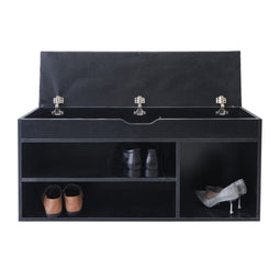 Shoe cabinet hall bench with storage space - shoe rack - with seat cushion black