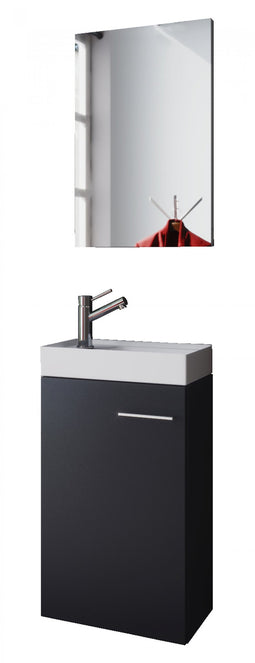 Washbasin base cabinet Garcia furniture including sink + mirror black