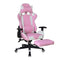 Gaming chair Thomas with footrest - office chair racing style - ergonomic - pink white