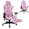 Gaming chair Thomas with footrest - office chair racing style - ergonomic - pink white