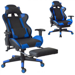 Office chair racing gaming chair style with footrest high premium design Thomas black blue