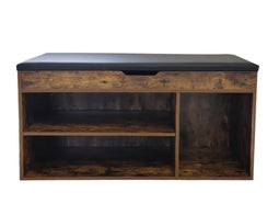 Shoe cabinet hall bench with storage space - shoe rack - with seat cushion - brown walnut