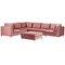 Beliani EVJA - Hoekbank met ottmaan - Roze - Rechterzijde - Fluweel