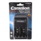 Plug-in charger BC-0904SM for charging pairs of AAA, AA or 9V block NiMH batteries, 2 LED displays
