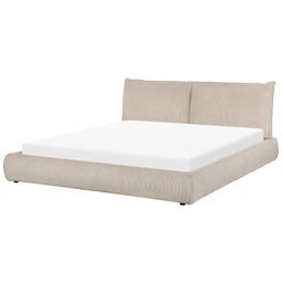 Beliani VINAY - Waterbed - Taupe - 180 x 200 cm - Corduroy