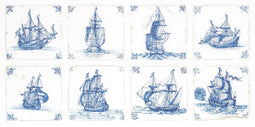 Antique Dutch Tiles Delft Blue - Linen - 36 count - 482