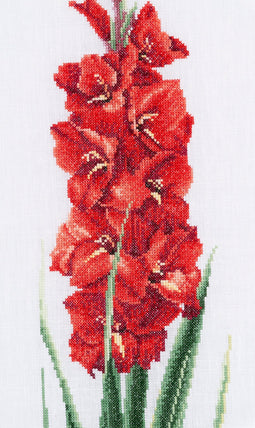 Gladioli Red - Linen - 36 count - 3073