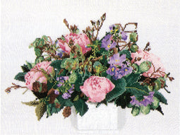 Peonies - Linen - 32 count - 1080