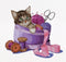 Sewing Basket Kitten - Aida - 16 count - 736A
