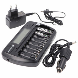 8x quick charger suitable for 1 to 8 pieces NiMH batteries AA, AAA