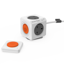 Allocacoc PowerCube® Extended |Remote| SET White/Orange / Type G (United Kingdom)