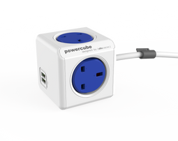 Allocacoc PowerCube® |Extended USB| 1.5 M / Type G (UK) / Blue