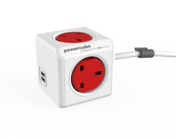 Allocacoc PowerCube® |Extended USB| 1.5 M / Type G (UK) / Red