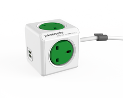 Allocacoc PowerCube® |Extended USB| 1.5 M / Type G (UK) / Green