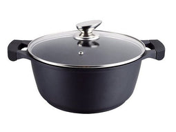 Swiss Pro+ Braadpan - Soeppan - Stoofpan met glazen deksel - zwart - non-stick coating