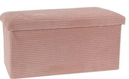Home & Styling Corduroy Poef met Opbergruimte - Roze - 76x40x38cm