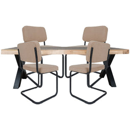 Home67 Set - Eettafel Deks 180 cm + 4 x Eetkamerstoel Brooks - Beige