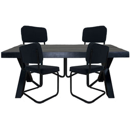 Home67 Set - Eettafel Deks Zwart 180 cm + 4 x Eetkamerstoel Brooks - Black