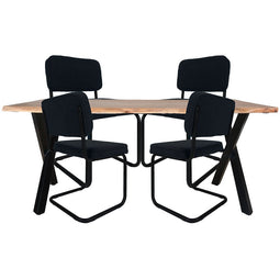 Home67 Set - Eettafel Pluma 180 cm + 4 x Eetkamerstoel Brooks - Black