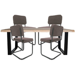 Home67 Set - Eettafel Uvra 180 cm + 4 x Eetkamerstoel Brooks - Brown