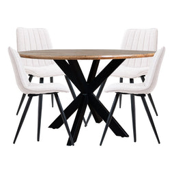 Home67 Set - Eettafel Icon ø130 cm + 4 x Eetkamerstoel Joppe Ivory