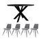 Home67 Set - Eettafel Icon Zwart ø130 cm + 4 x Eetkamerstoel Joppe Grey