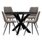 Home67 Set - Eettafel Icon Zwart ø130 cm + 4 x Eetkamerstoel Joppe Brown