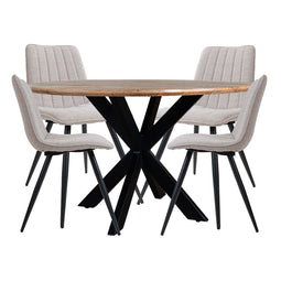 Home67 Set - Eettafel Icon ø130 cm + 4 x Eetkamerstoel Joppe Natural
