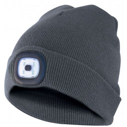 Hat with LED front light, knitted hat with LED light ideal for jogging, camping, working, walking et