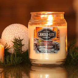 Candle Square Large jar Warm & Cozy - 510gr - Candle-lite