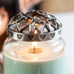 Candle Square Zilveren met hartjes kaarsendeksel - Purple River
