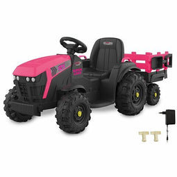 Jamara Accuvoertuig tractor Super Load met Trailer Roze 12V