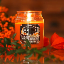 Candle Square Large jar Maple Pumpkin Swirl - 510gr - Candle-lite