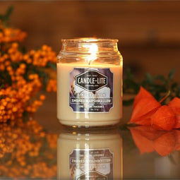 Candle Square Large jar Smoked Marshmallow - 510gr - Candle-lite