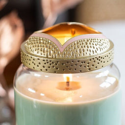 Candle Square Gouden met roze hart kaarsendeksel - Purple River